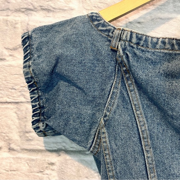 Vintage 90’s Women’s Large Fiorucci Denim Off the Shoulder Fitted Corset Top - Picture 12 of 13